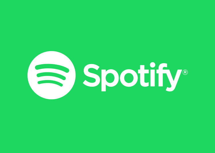 Spotify logo. It is white text on a green background.