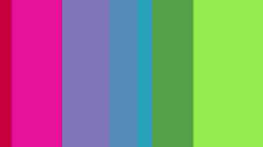 Red, pink, purple, blue and green vertical stripes that make up the BBC's logo.